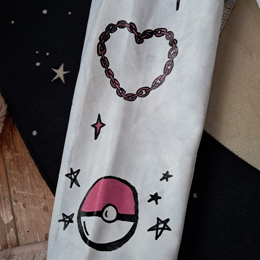 SOLD @MARKET  Fun kawaii goth custom hand painted OOAK faux leather jacket - Picture 9 of 15